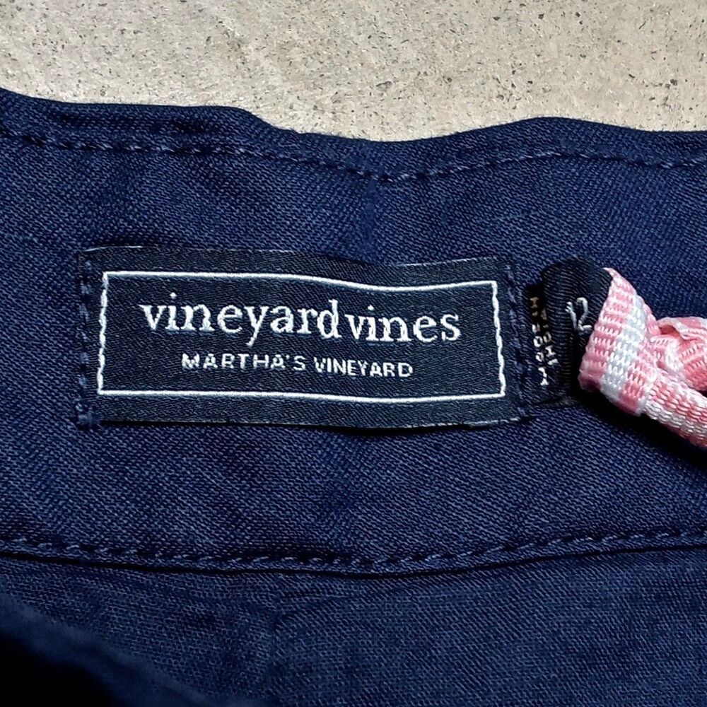 NWT Vineyard Vines 3" Skirty Shorts Womens Size 12 Navy Blue Linen Blend Pleated - Picture 5 of 9